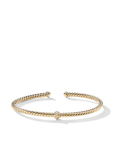 David Yurman 18kt Yellow Gold Renaissance Center Station Diamond 3mm Bracelet In 88adi