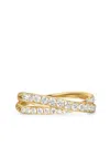 David Yurman 18kt Yellow Gold Crossover Diamond Ring In Gold