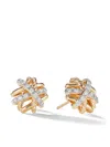 David Yurman 18kt Yellow Gold Crossover Diamond Studs In Gold