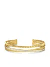 David Yurman 18kt Yellow Gold Crossover Trio Diamond Cuff Bracelet In Gold