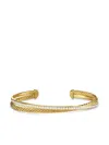 David Yurman 18kt Yellow Gold Crossover Two Row Diamond Bracelet In Gold