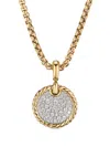 David Yurman 18kt Yellow Gold Diamond 14mm Elements Enhancer Pendant In Gold