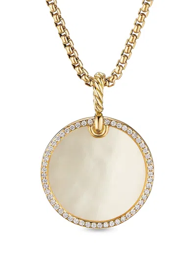David Yurman 18kt Yellow Gold Diamond 24mm Elements Enhancer Pendant