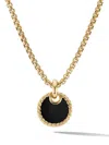 David Yurman 18kt Yellow Gold Elements Cable Onyx And Mother Of Pearl Enhancer Pendant In Gold