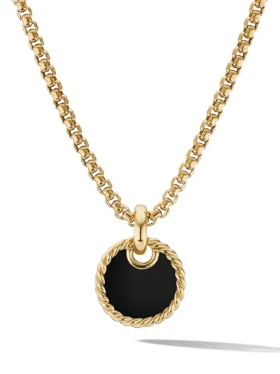 David Yurman 18kt Yellow Gold Elements Cable Onyx And Mother Of Pearl Enhancer Pendant