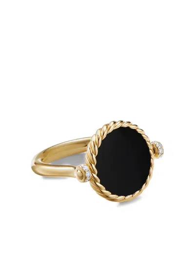 David Yurman 18kt Yellow Gold Diamond 13mm Elements Swivel Ring