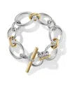David Yurman Dy Mercer 18kt Gold And Sterling Silver Chain Bracelet With Diamonds In Metallic