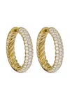 David Yurman 18kt Yellow Gold Diamond Sculpted Cable Hoop Earrings In Gold