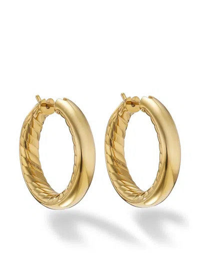 David Yurman 18kt Yellow Gold Sculpted Cable Hoop Earrings