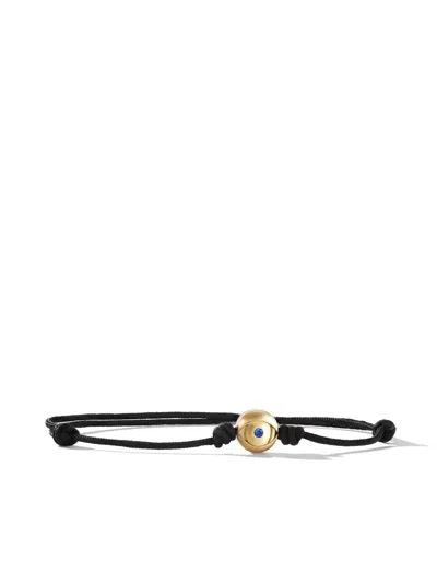 David Yurman 18kt Yellow Gold Evil Eye Sapphire Cord Bracelet In Black Sapphire