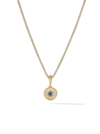 David Yurman 18kt Yellow Gold Amulets Diamond And Sapphire Evil Eye Pendant In 88absbddi