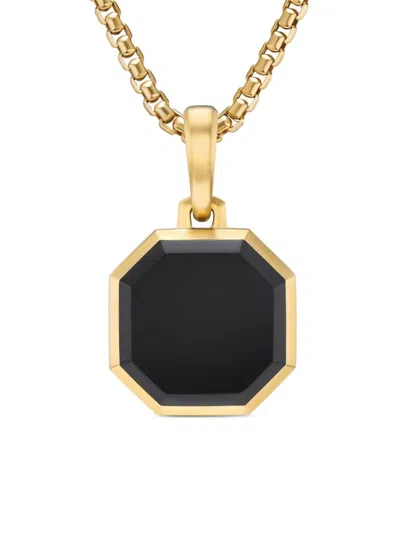 David Yurman 18kt Yellow Gold Faceted Onyx Amulet In Black