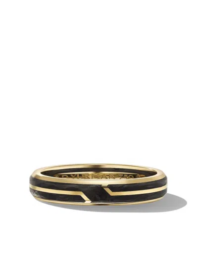 David Yurman Men's Forged Carbon Band Ring In 18k Yellow Gold In Black