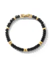 David Yurman 18kt Yellow Gold Hex 6mm Onyx Beaded Bracelet In Gold