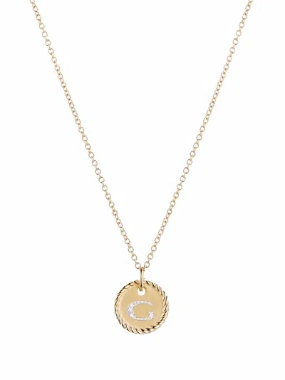 David Yurman 18kt Yellow Gold Initial G Diamond Charm Necklace