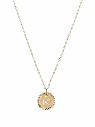 David Yurman 18kt Yellow Gold Initial K Diamond Charm Necklace