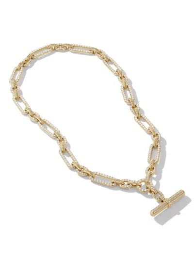 David Yurman 18kt Yellow Gold Lexington Diamond Barrel Pendant