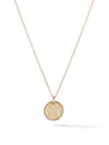David Yurman 18kt Yellow Gold Cable Collectibles Diamond M Initial Pendant Necklace In 88adi