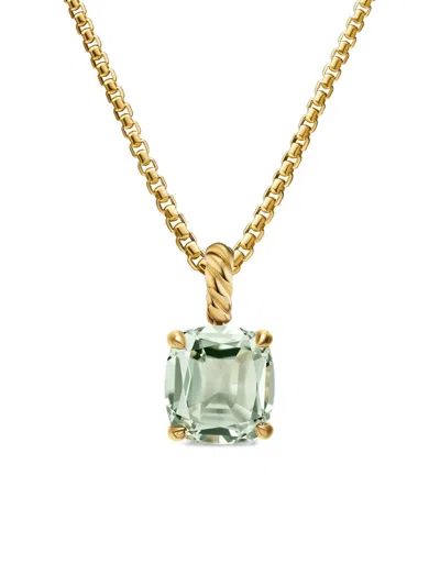 David Yurman 18kt Yellow Gold Marbella™ Prasiolite Pendant In Green