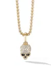 David Yurman 18kt Yellow Gold Memento Mori Skull Diamond Pendant In Gold
