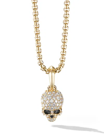 David Yurman 18kt Yellow Gold Memento Mori Skull Diamond Pendant