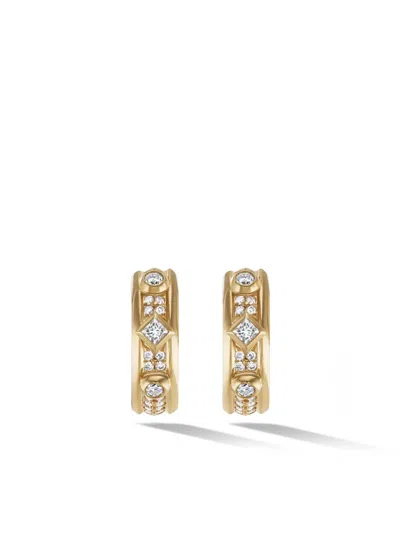 David Yurman 18kt Yellow Gold Modern Renaissance Diamond Huggie Hoop Earrings