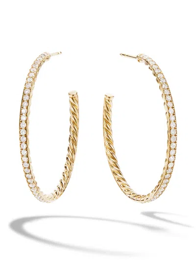 David Yurman 18kt Yellow Gold Pavé Diamond Hoop Earrings (38mm) In D88adi