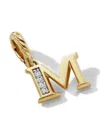 David Yurman 18kt Yellow Gold Initial M Diamond Pendant In Gold