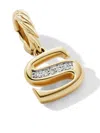 David Yurman 18kt Yellow Gold Initial S Diamond Pendant In Gold