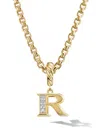 David Yurman 18kt Yellow Gold Initial Diamond Pendant In Gold