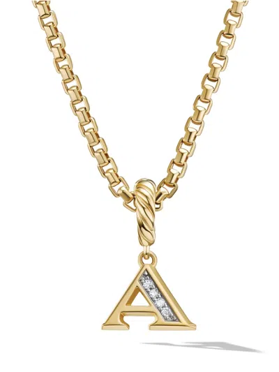 David Yurman 18kt Yellow Gold Initial Diamond Pendant