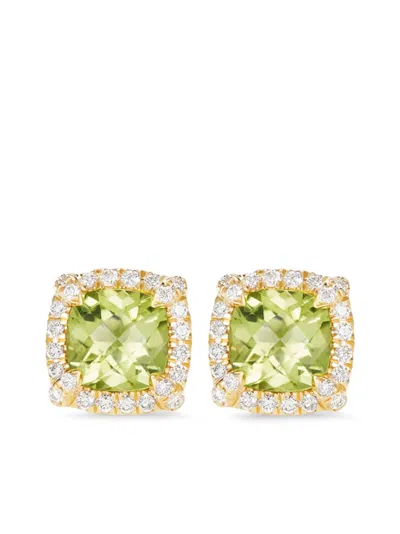 David Yurman 18kt Yellow Gold Petit Chateleine Peridot And Diamond Stud Earrings