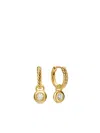 David Yurman 18kt Yellow Gold Petite Cable Diamond Earrings In Gold