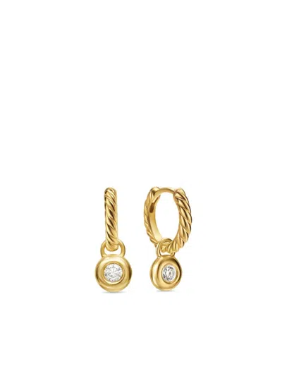 DAVID YURMAN 18KT YELLOW GOLD PETITE CABLE DIAMOND EARRINGS 