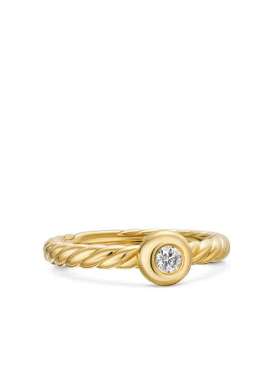 David Yurman 18kt Yellow Gold Petite Cable Diamond Ring