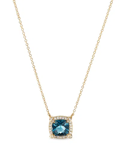 David Yurman 18kt Yellow Gold Petite Chatelaine Topaz And Diamond Necklace In Blue