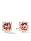 David Yurman 18kt Yellow Gold Petite Chatelaine Tourmaline And Diamond Stud Earrings In Gold