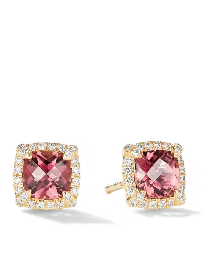 David Yurman 18kt Yellow Gold Petite Chatelaine Tourmaline And Diamond Stud Earrings