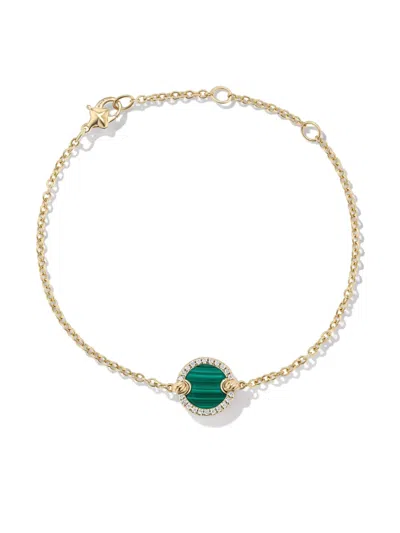 David Yurman 18kt Yellow Gold Petite Dy Elements Malachite Diamond Bracelet