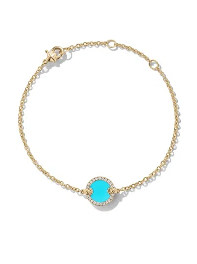 David Yurman 18kt Yellow Gold Petite Dy Elements Turquoise Diamond Bracelet