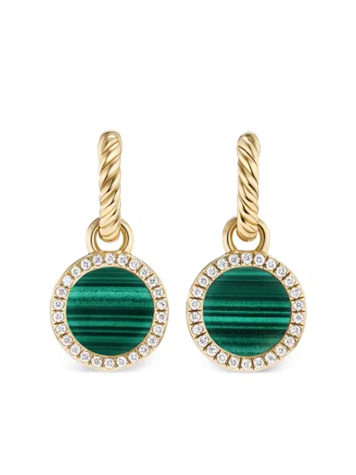 David Yurman Women's Petite Dy Elements Drop Earrings In 18k Yellow Gold With Pavé Diamonds In Malachite