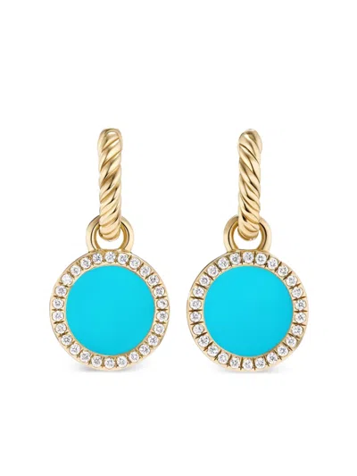 David Yurman Women's Petite Dy Elements Drop Earrings In 18k Yellow Gold With Pavé Diamonds In Turquoise