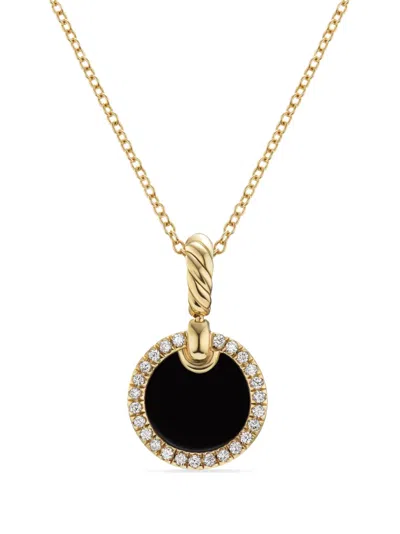 David Yurman 18kt Yellow Gold 11mm Elements Onyx Pendant Necklace