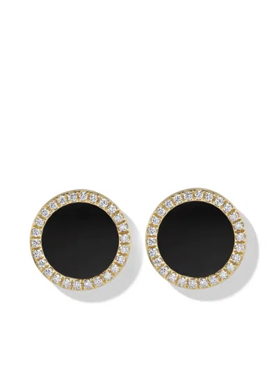 David Yurman 18kt Yellow Gold Petite Dy Elements Onyx Earrings