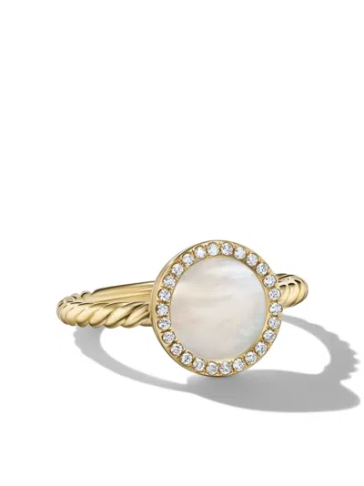 David Yurman 18kt Yellow Gold Petite Elements Mother-of-pearl And Diamond Ring