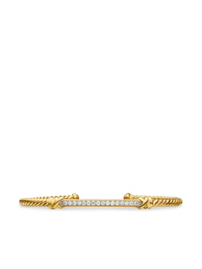 David Yurman 18kt Yellow Gold Petite Helena Cablespira Station Diamond Bracelet