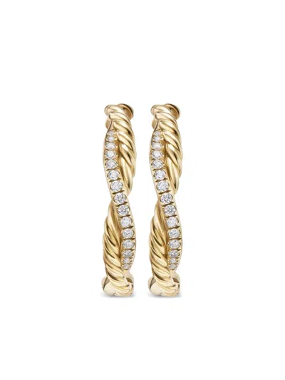 David Yurman 18kt Yellow Gold Infinity Diamond Hoop Earrings