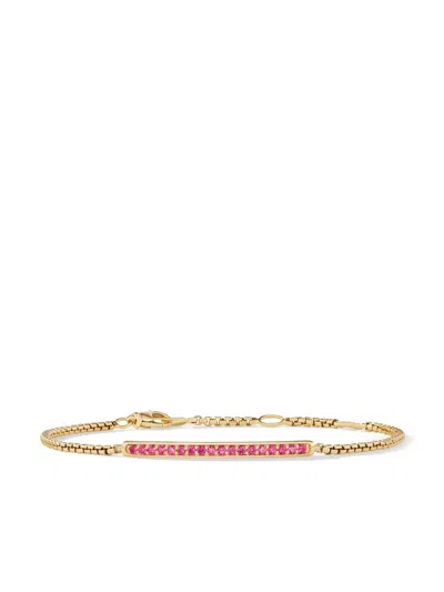 David Yurman 18kt Yellow Gold Petite Pavé Bar Bracelet (1.7mm)