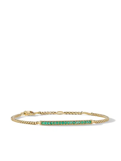 David Yurman 18kt Yellow Gold Petite Pavé Bar Emerald Bracelet