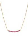David Yurman 18kt Yellow Gold Petite Pavé Bar Ruby Necklace (1.25mm) In Gold